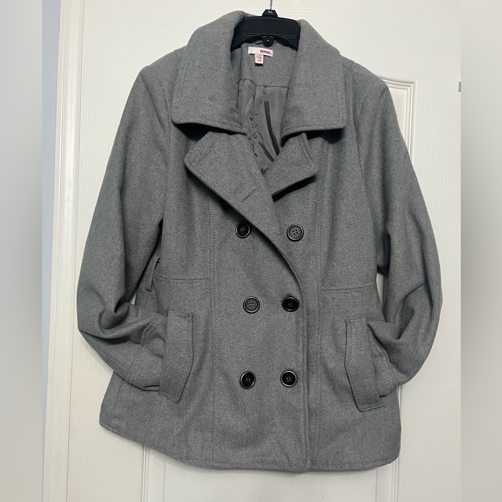 BONGO Women's Charcoal Pea Coat - Picture 2 of 9
